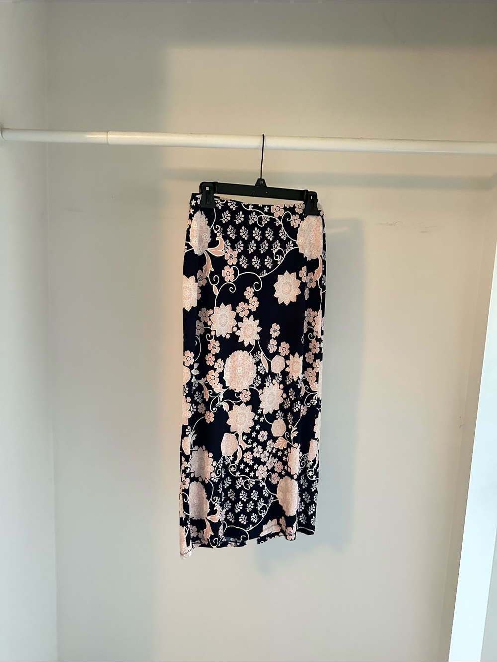 Floral Maxi Skirt in Navy and Light Pink